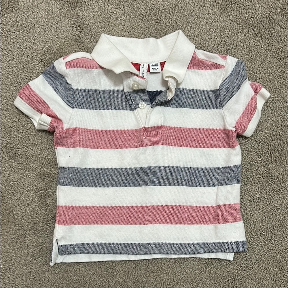 Janie and Jack Red and Blue Striped Polo Shirt